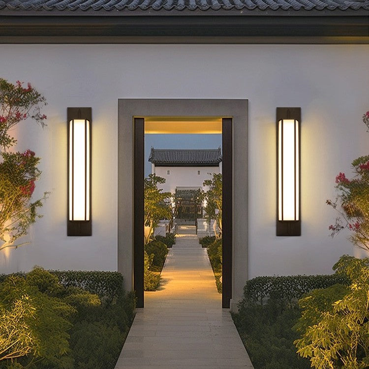Lampe murale moderne de luxe rectangulaire en acier inoxydable étanche en faux dolomite avec LED pour jardin 