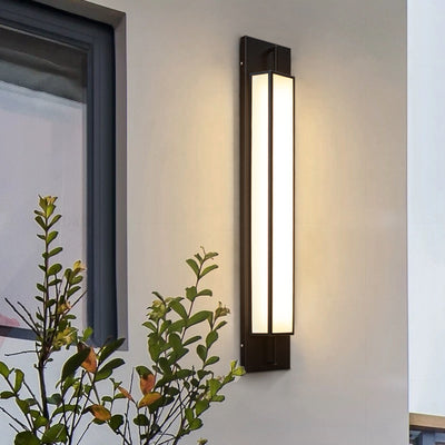 Lampe murale moderne de luxe rectangulaire en acier inoxydable étanche en faux dolomite avec LED pour jardin 