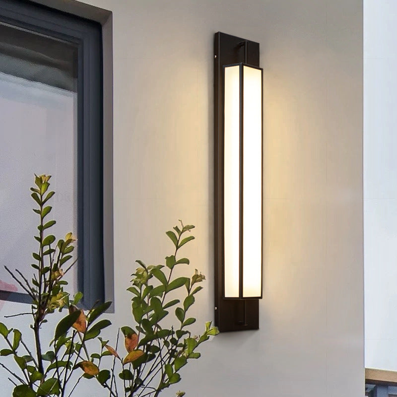 Lampe murale moderne de luxe rectangulaire en acier inoxydable étanche en faux dolomite avec LED pour jardin 