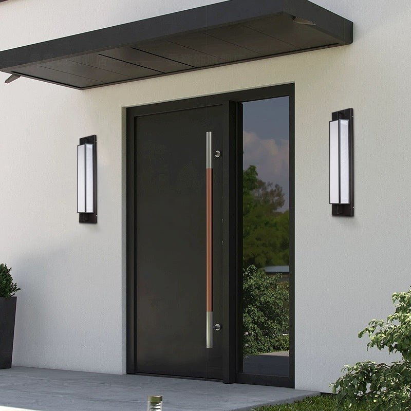 Lampe murale moderne de luxe rectangulaire en acier inoxydable étanche en faux dolomite avec LED pour jardin 