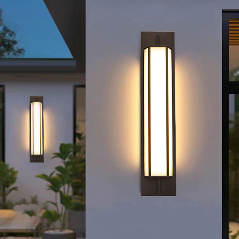 Lampe murale moderne de luxe rectangulaire en acier inoxydable étanche en faux dolomite avec LED pour jardin 