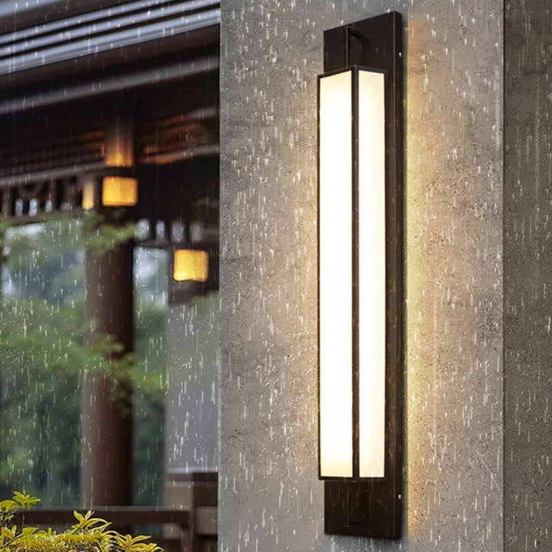 Lampe murale moderne de luxe rectangulaire en acier inoxydable étanche en faux dolomite avec LED pour jardin 