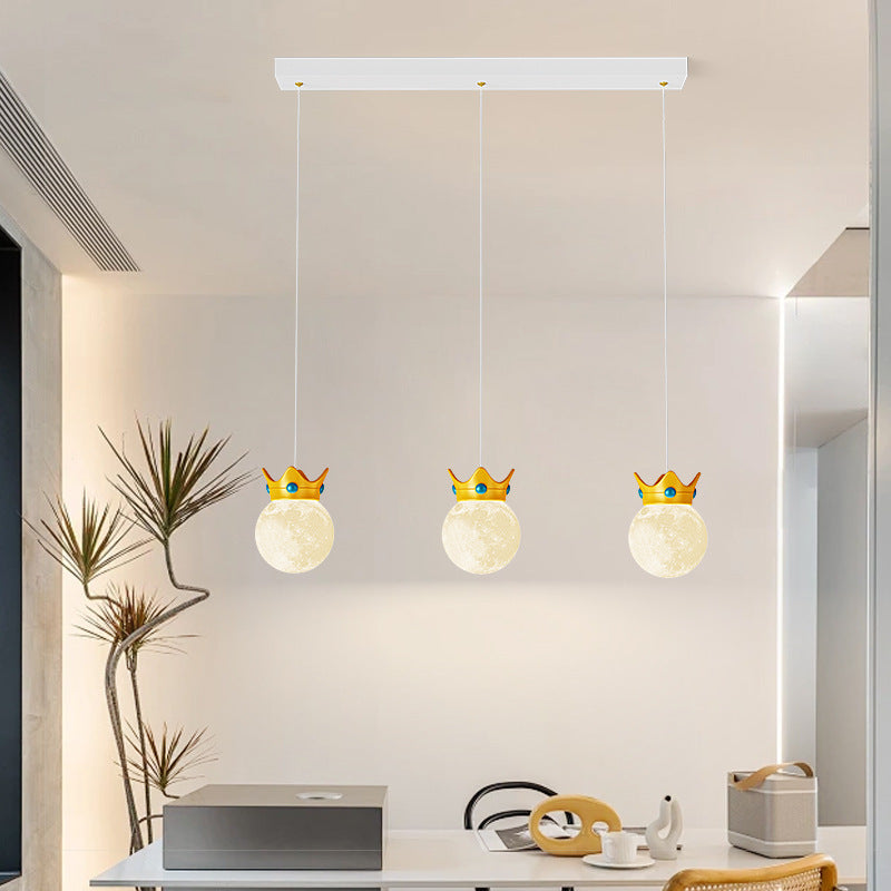 Suspension Luminaire à 1/3 Lumière en Résine ABS Fer Couronne Boule Scandinave Contemporaine pour Chambre 