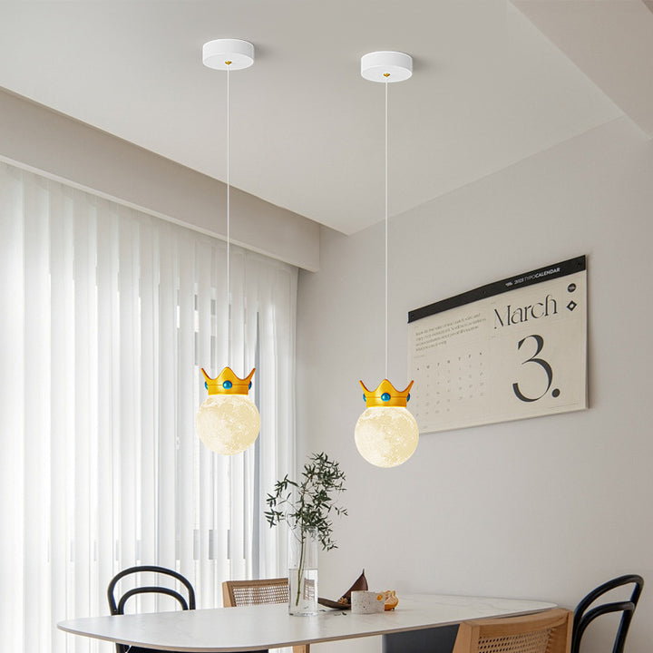 Suspension Luminaire à 1/3 Lumière en Résine ABS Fer Couronne Boule Scandinave Contemporaine pour Chambre 