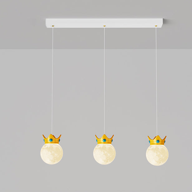 Suspension Luminaire à 1/3 Lumière en Résine ABS Fer Couronne Boule Scandinave Contemporaine pour Chambre 