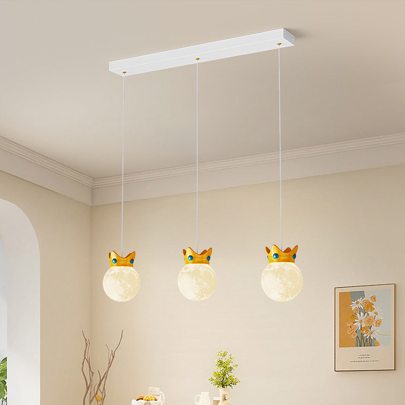 Suspension Luminaire à 1/3 Lumière en Résine ABS Fer Couronne Boule Scandinave Contemporaine pour Chambre 