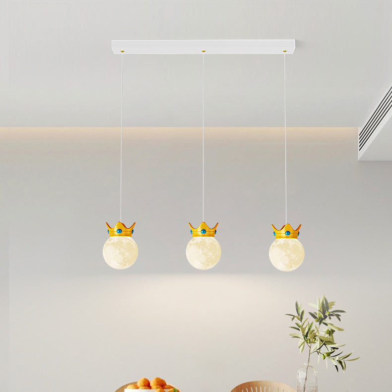 Suspension Luminaire à 1/3 Lumière en Résine ABS Fer Couronne Boule Scandinave Contemporaine pour Chambre 