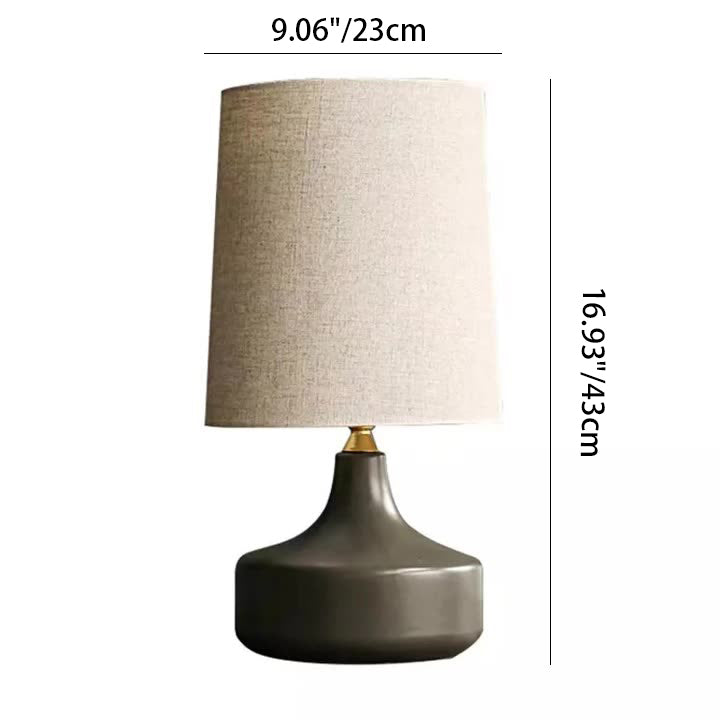 Lampe de table 1 lumière en céramique et métal pour chambre à coucher, table ronde cylindrique scandinave contemporaine 