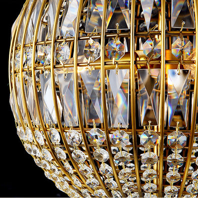 Traditional Vintage Ball Stripe Hardware Crystal 3/4 Light Chandelier For Living Room