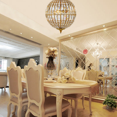 Traditional Vintage Ball Stripe Hardware Crystal 3/4 Light Chandelier For Living Room