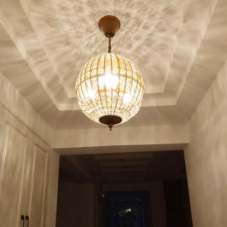 Traditional Vintage Ball Stripe Hardware Crystal 3/4 Light Chandelier For Living Room