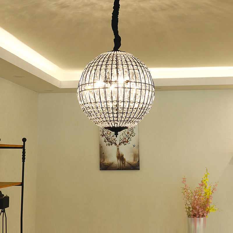 Traditional Vintage Ball Stripe Hardware Crystal 3/4 Light Chandelier For Living Room
