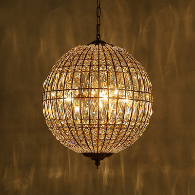 Traditional Vintage Ball Stripe Hardware Crystal 3/4 Light Chandelier For Living Room