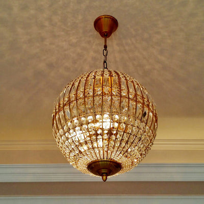 Traditional Vintage Ball Stripe Hardware Crystal 3/4 Light Chandelier For Living Room