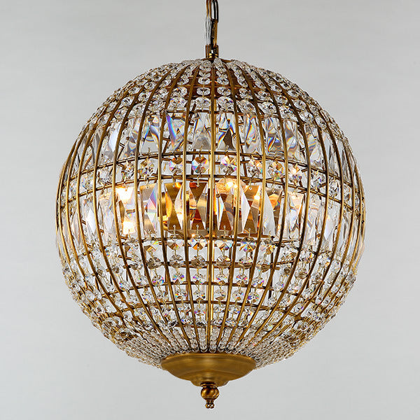 Traditional Vintage Ball Stripe Hardware Crystal 3/4 Light Chandelier For Living Room