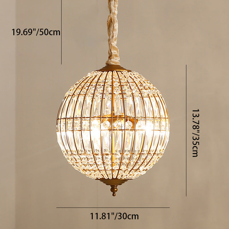 Traditional Vintage Ball Stripe Hardware Crystal 3/4 Light Chandelier For Living Room