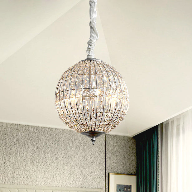 Traditional Vintage Ball Stripe Hardware Crystal 3/4 Light Chandelier For Living Room
