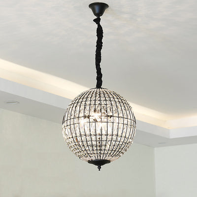 Traditional Vintage Ball Stripe Hardware Crystal 3/4 Light Chandelier For Living Room