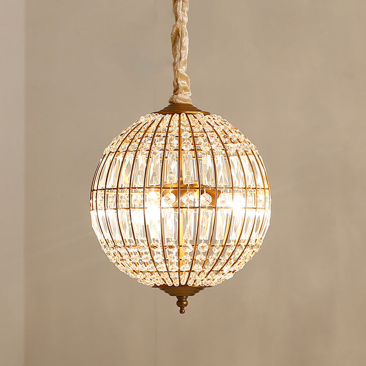 Traditional Vintage Ball Stripe Hardware Crystal 3/4 Light Chandelier For Living Room