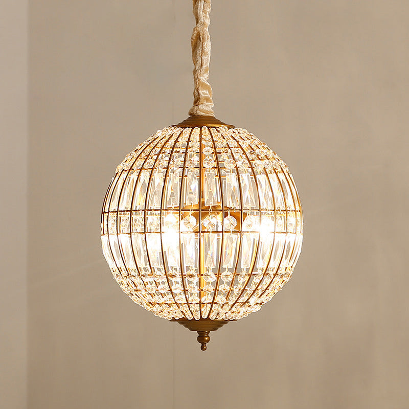 Traditional Vintage Ball Stripe Hardware Crystal 3/4 Light Chandelier For Living Room