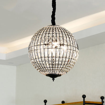 Traditional Vintage Ball Stripe Hardware Crystal 3/4 Light Chandelier For Living Room