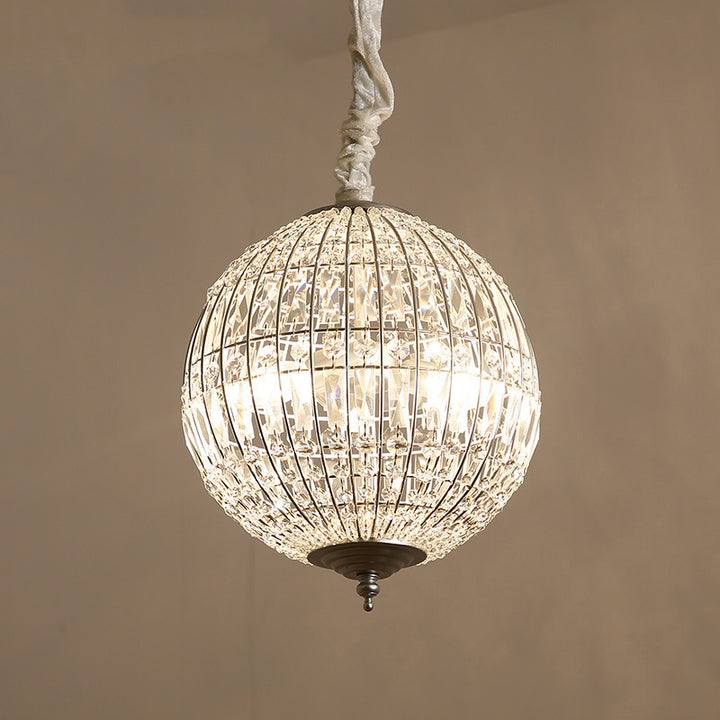 Traditional Vintage Ball Stripe Hardware Crystal 3/4 Light Chandelier For Living Room