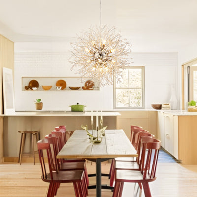 Contemporain Scandinave Sphérique Branche Flocon de Neige Matériel Acier Inoxydable Cristal 9/12 Lustre Pour Salon 