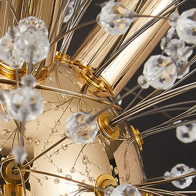 Contemporain Scandinave Sphérique Branche Flocon de Neige Matériel Acier Inoxydable Cristal 9/12 Lustre Pour Salon 