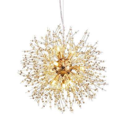 Contemporain Scandinave Sphérique Branche Flocon de Neige Matériel Acier Inoxydable Cristal 9/12 Lustre Pour Salon 