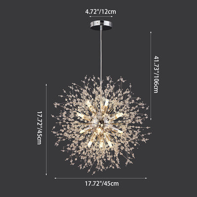 Contemporain Scandinave Sphérique Branche Flocon de Neige Matériel Acier Inoxydable Cristal 9/12 Lustre Pour Salon 