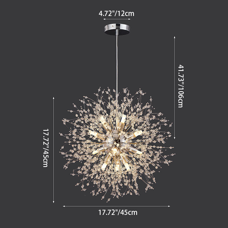 Contemporain Scandinave Sphérique Branche Flocon de Neige Matériel Acier Inoxydable Cristal 9/12 Lustre Pour Salon 