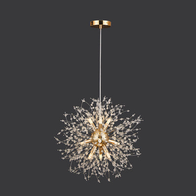 Contemporain Scandinave Sphérique Branche Flocon de Neige Matériel Acier Inoxydable Cristal 9/12 Lustre Pour Salon 