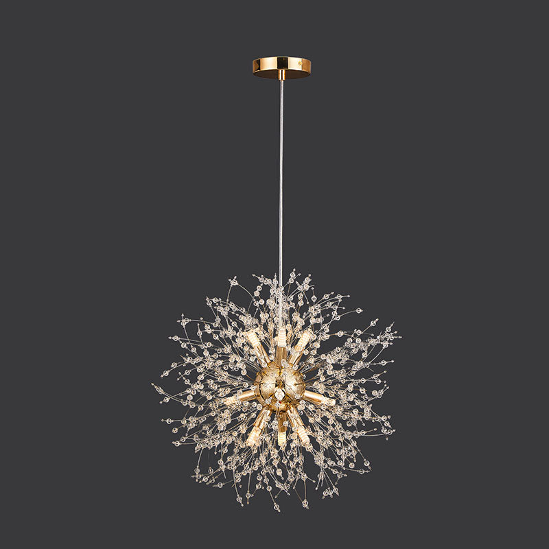 Contemporain Scandinave Sphérique Branche Flocon de Neige Matériel Acier Inoxydable Cristal 9/12 Lustre Pour Salon 