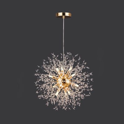 Contemporain Scandinave Sphérique Branche Flocon de Neige Matériel Acier Inoxydable Cristal 9/12 Lustre Pour Salon 