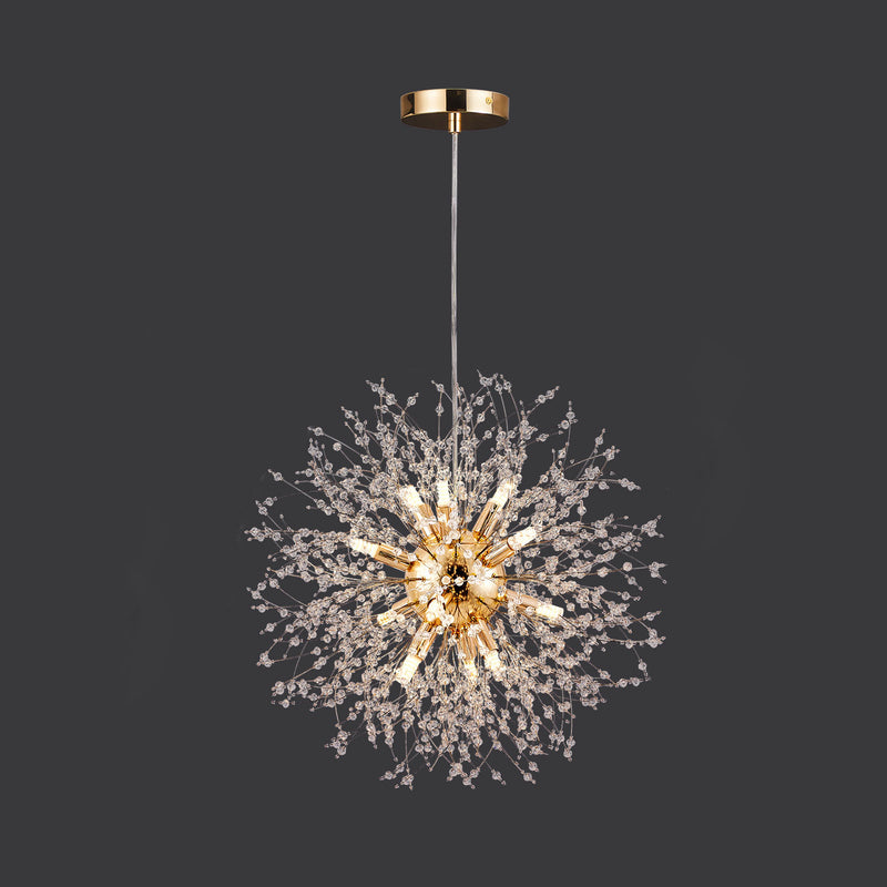 Contemporain Scandinave Sphérique Branche Flocon de Neige Matériel Acier Inoxydable Cristal 9/12 Lustre Pour Salon 