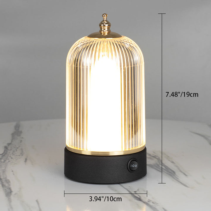 Contemporary Creative Cylinder Birdcage Rechargeable Iron Plastic LED Table Lamp For Bedroom