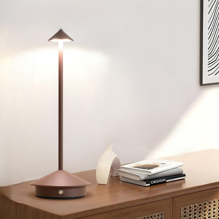 Lampe de table LED en aluminium acrylique en forme de cône champignon créatif contemporain pour chambre 