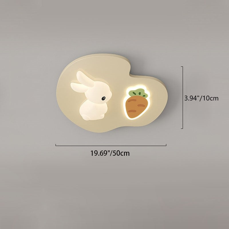 Zeitgenössische kreative Cartoon-Kinder Kaninchen Karotte Wolke Eisen Acryl LED Deckenleuchte für Schlafzimmer 