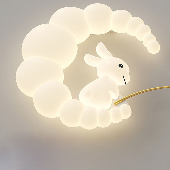 Zeitgenössische kreative Cartoon-Kinder Kaninchen Karotte Wolke Eisen Acryl LED Deckenleuchte für Schlafzimmer 
