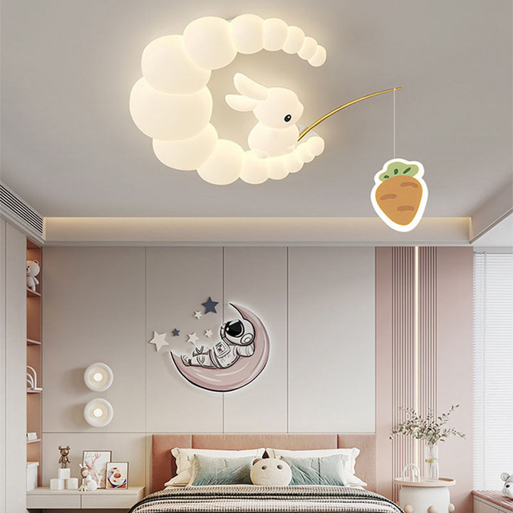 Zeitgenössische kreative Cartoon-Kinder Kaninchen Karotte Wolke Eisen Acryl LED Deckenleuchte für Schlafzimmer 