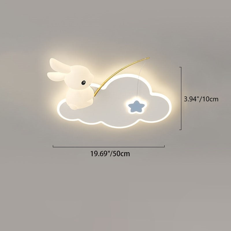 Zeitgenössische kreative Cartoon-Kinder Kaninchen Karotte Wolke Eisen Acryl LED Deckenleuchte für Schlafzimmer 