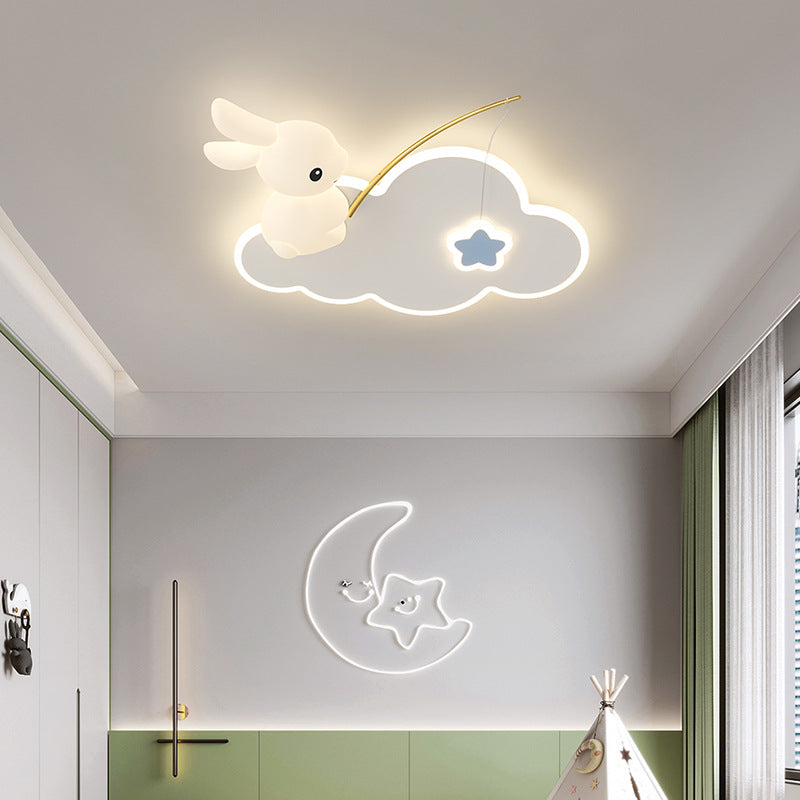 Zeitgenössische kreative Cartoon-Kinder Kaninchen Karotte Wolke Eisen Acryl LED Deckenleuchte für Schlafzimmer 