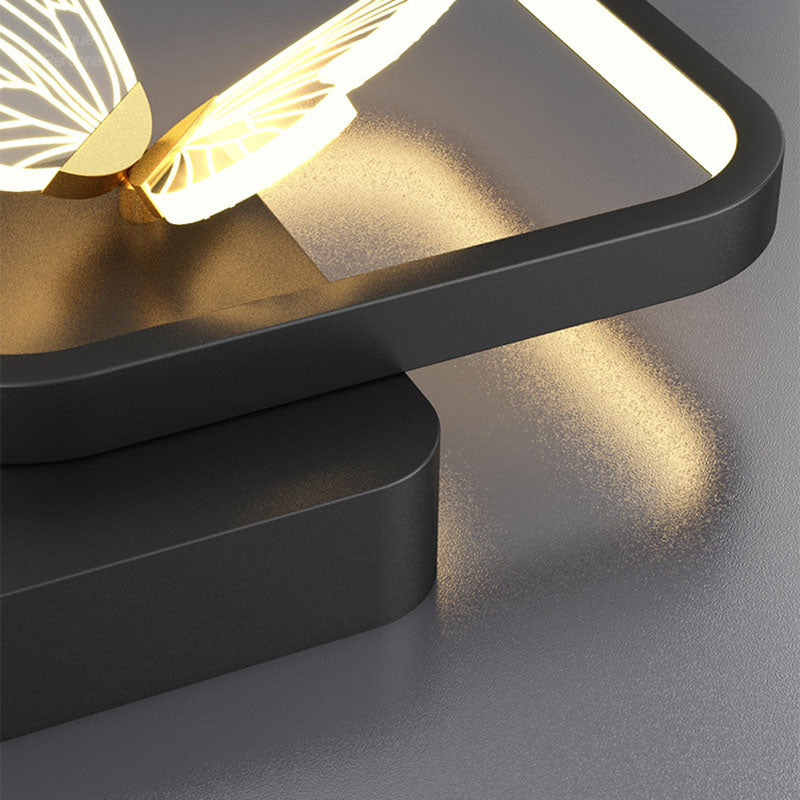 Applique murale LED en silicone en fer papillon rond carré scandinave contemporain pour chambre à coucher 