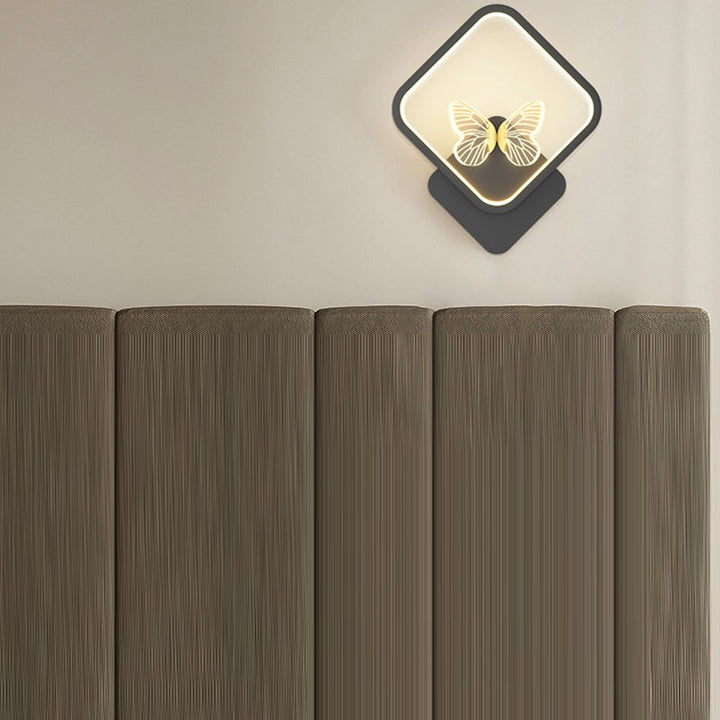 Applique murale LED en silicone en fer papillon rond carré scandinave contemporain pour chambre à coucher 