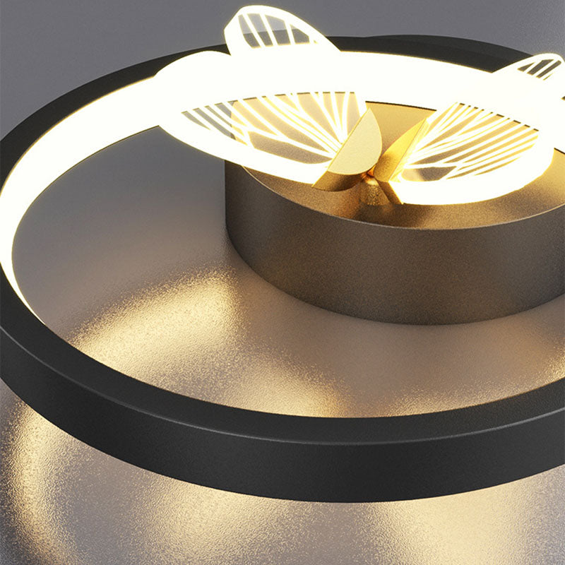 Applique murale LED en silicone en fer papillon rond carré scandinave contemporain pour chambre à coucher 