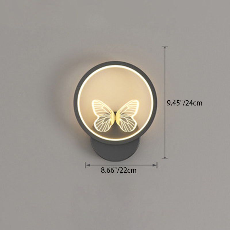 Applique murale LED en silicone en fer papillon rond carré scandinave contemporain pour chambre à coucher 