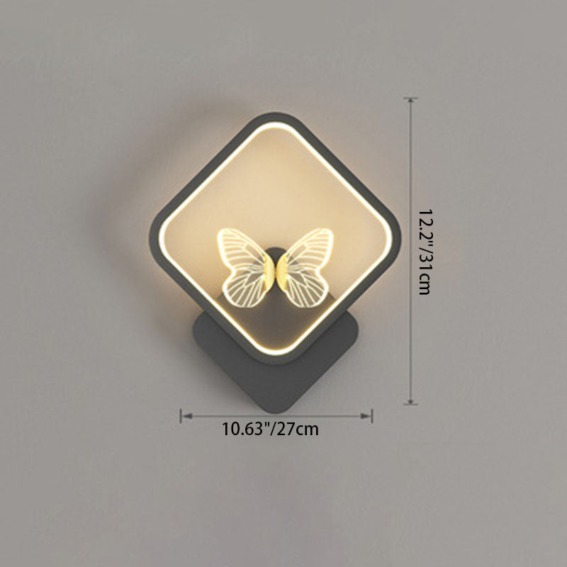 Applique murale LED en silicone en fer papillon rond carré scandinave contemporain pour chambre à coucher 