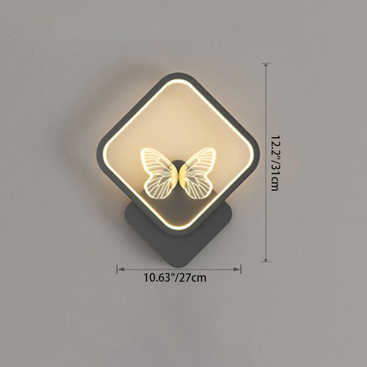 Applique murale LED en silicone en fer papillon rond carré scandinave contemporain pour chambre à coucher 