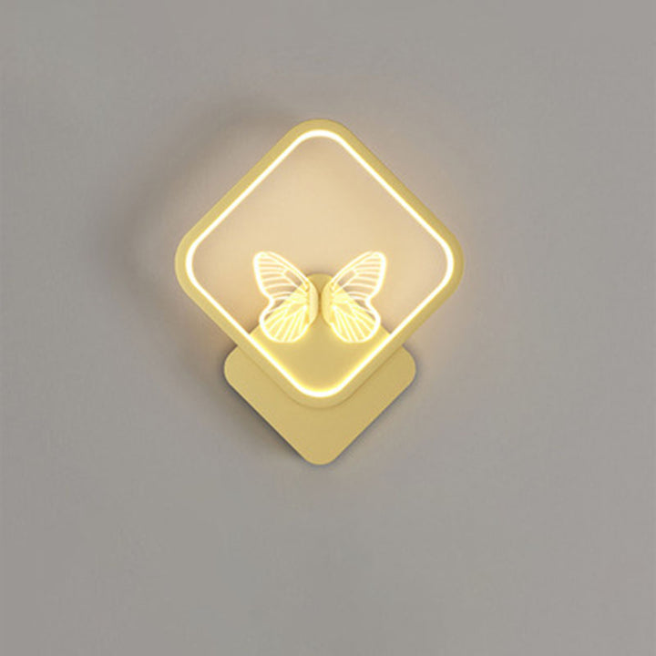 Applique murale LED en silicone en fer papillon rond carré scandinave contemporain pour chambre à coucher 
