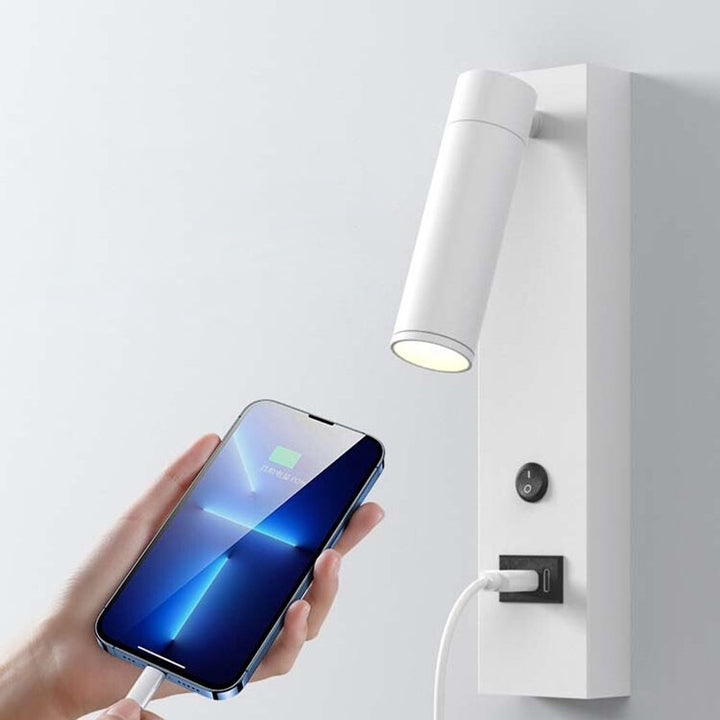Moderne minimalistische zylinderförmige verstellbare rechteckige Basis Aluminium LED Wandleuchte für das Schlafzimmer 